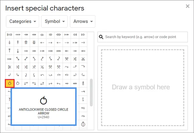 Insert the character in the document