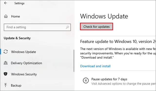 select check for updates to Fix Copy And Paste Not Working In Windows 10