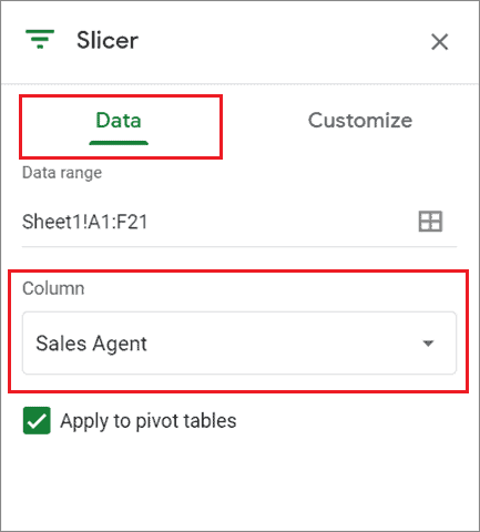 Select the column to filter by
