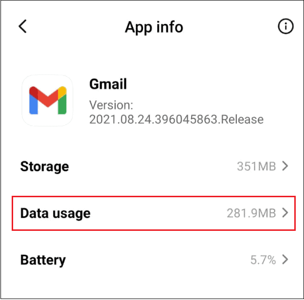  Select Data usage option