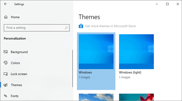 select default windows theme