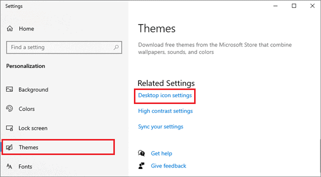 select desktop icon settings to fix windows 10 desktop icons missing