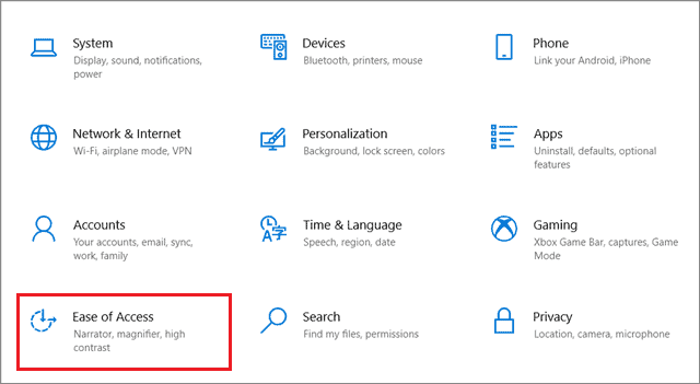 Select Ease Of Access