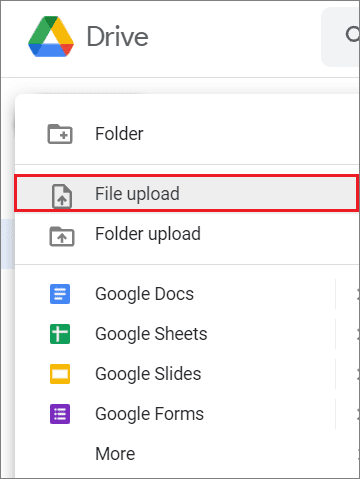 Upload the file