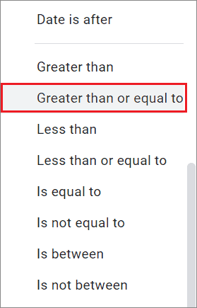 Click on Greater than or equal to