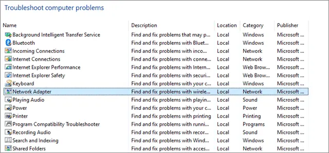 select network adapter