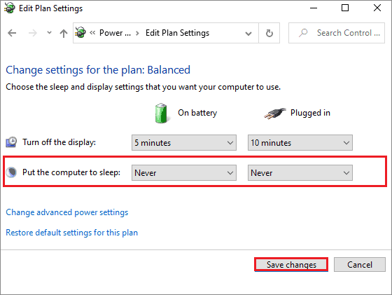 select never to fix windows 10 stuck on restarting