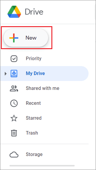 Click on New and select File upload