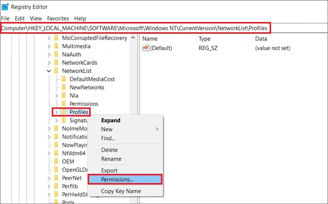 Open the Permissions dialog box