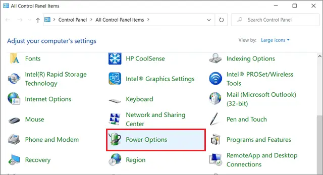 select power options 2