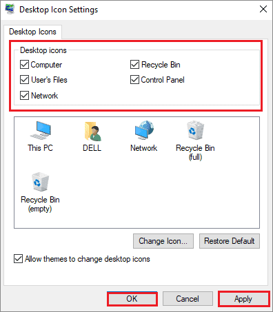 select preferences to fix windows 10 desktop icons missing