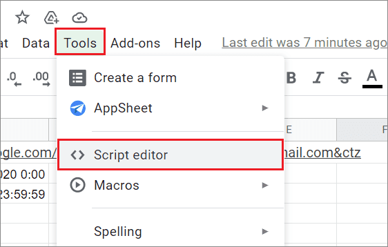 Click on Tools and select Script Editor