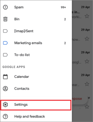 Open Settings for how to delete all gmail emails at once on android
