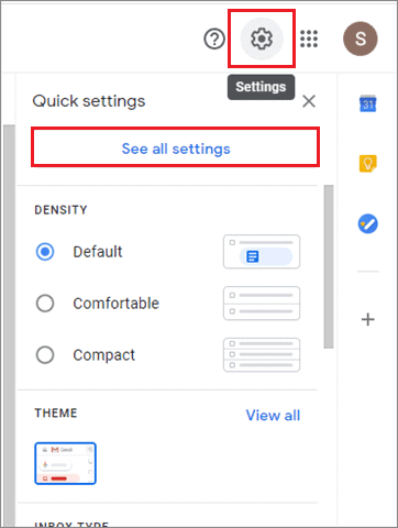 select settings and click on see all settings