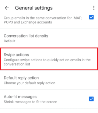 Go to Swipe actions