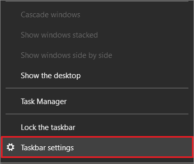 Select Taskbar Settings