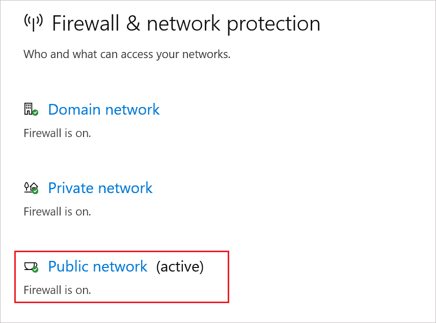 Click on active network