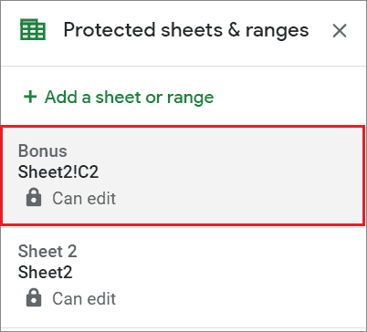 Select the protected sheet or protected range