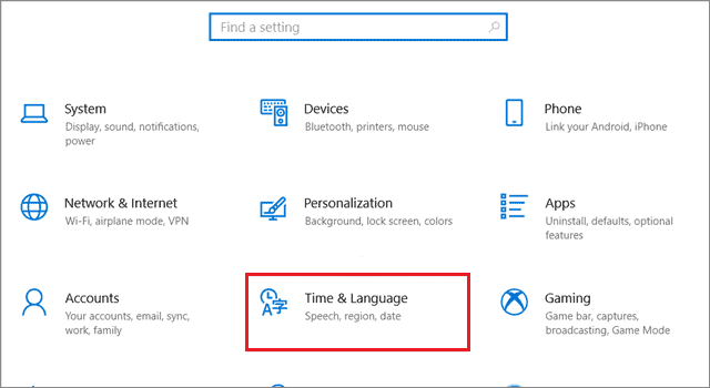 Select Time & Language