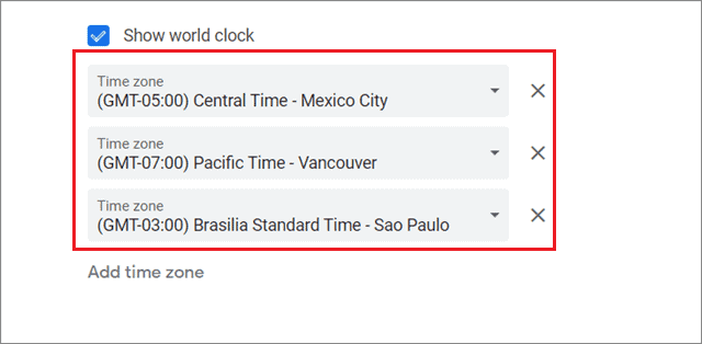 Add the time zones