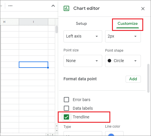 select trendline for how to add a trendline in google sheets