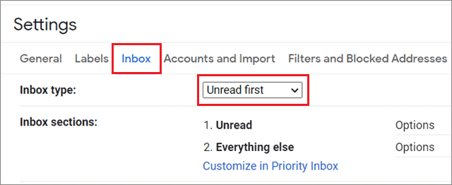 Select Unread first from the drop-down list