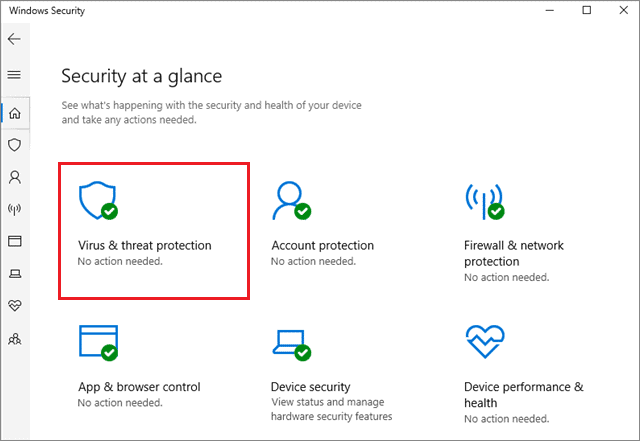 select virus and threat protection 1