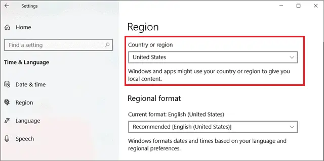 Select the correct region