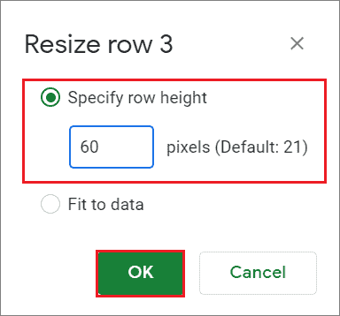 Set row height