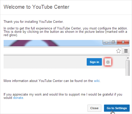 Welcome page for Youtube Center. welcome-page-for-youtube-center