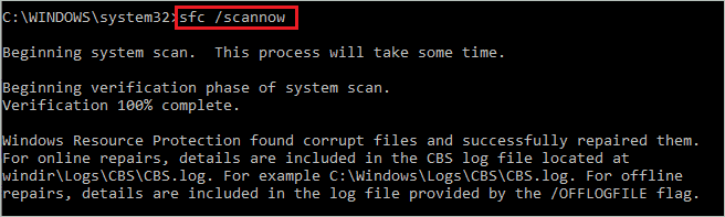 Perform SFC scan to fix a device attached to the system is not functioning