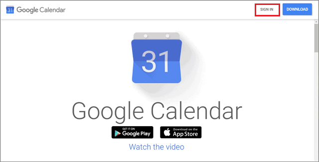 Sign in to the Google Calendar