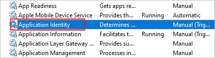start application identity service when windows 10 start menu not working