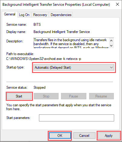 Start the Background Intelligent Transfer Service