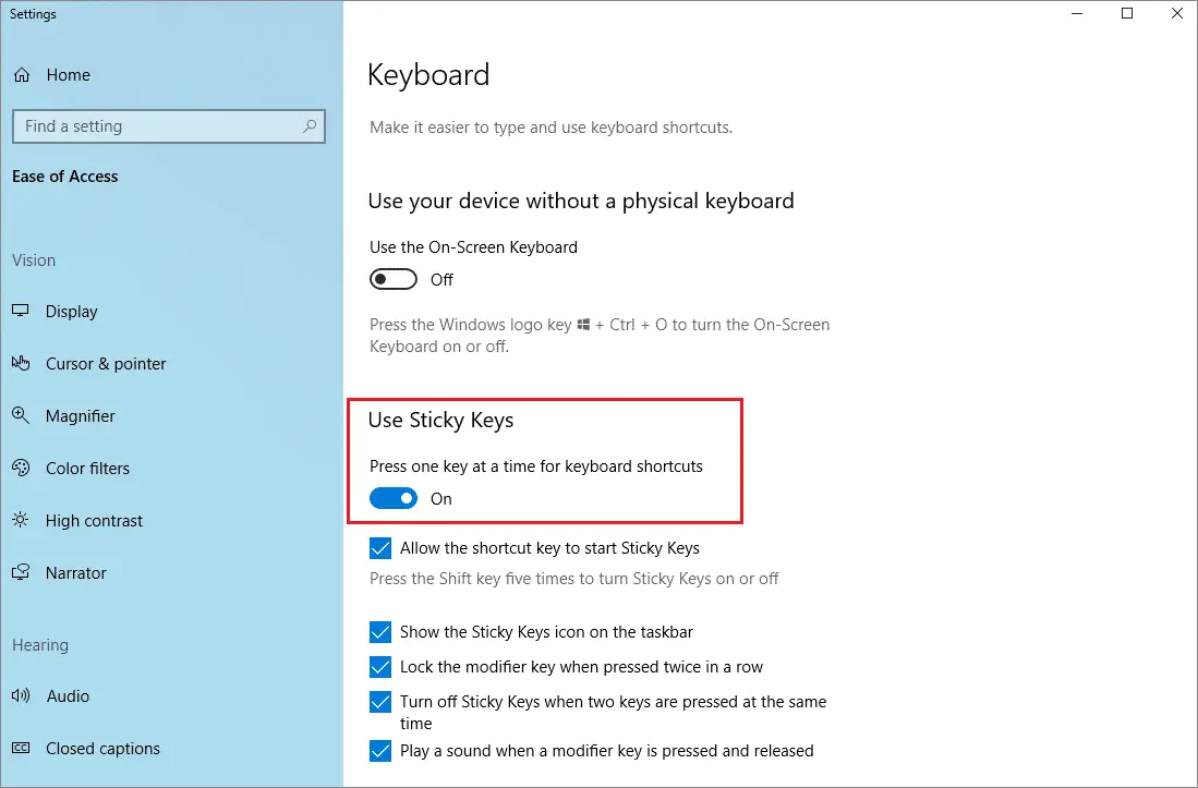 Turn the Sticky Keys on if arrows not working in excel