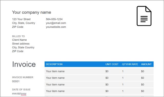 Subcontractor Invoice