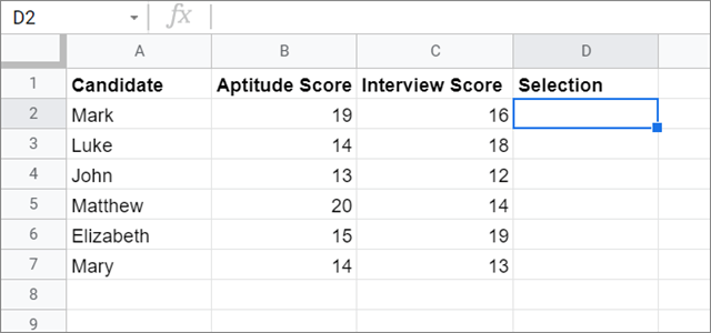 Table for OR Google Sheets function