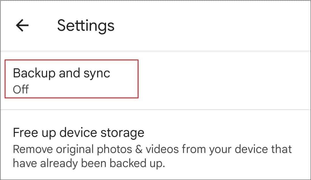 Choose Backup and sync to sync google photos to pc
