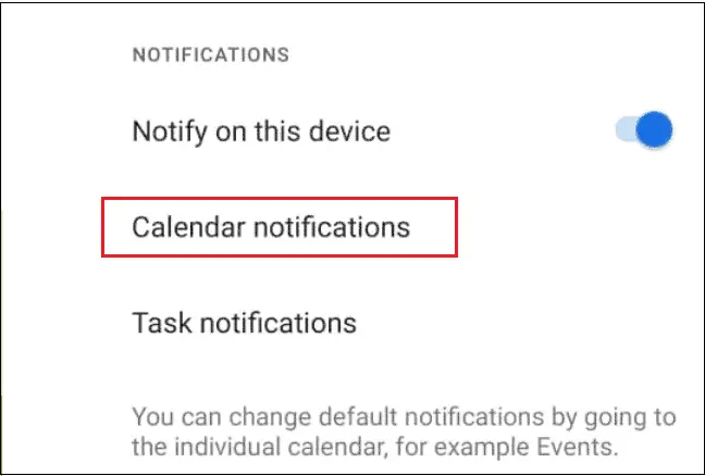 Choose Calendar notifications