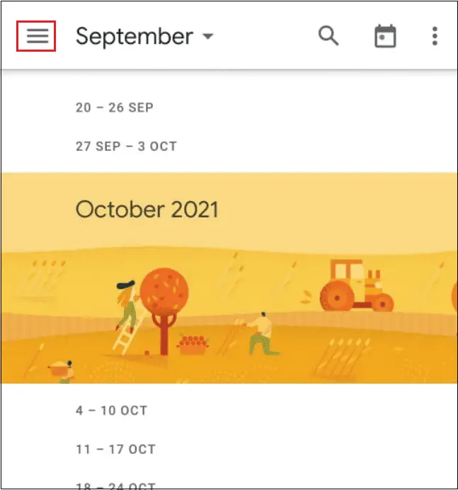Tap on three vertical lines