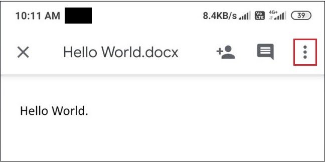 Tap on the three vertical dots
