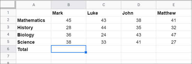  Test table