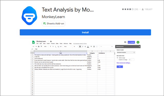 Text Analysis by MonkeyLearn