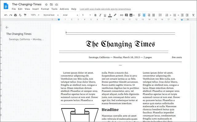 the changing times newsletter templates