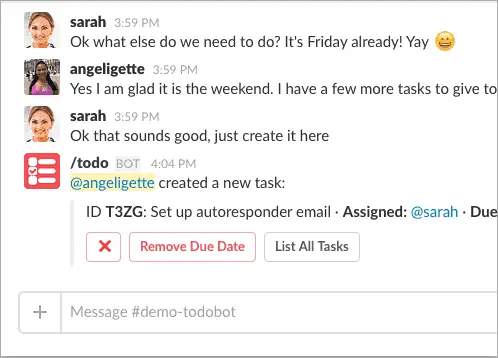 to do bot slack integration