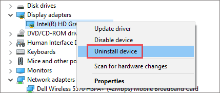 Uninstall display drivers