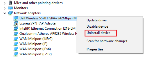 Uninstall network drivers.