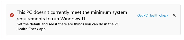 PC that does not meet minimum system requirements