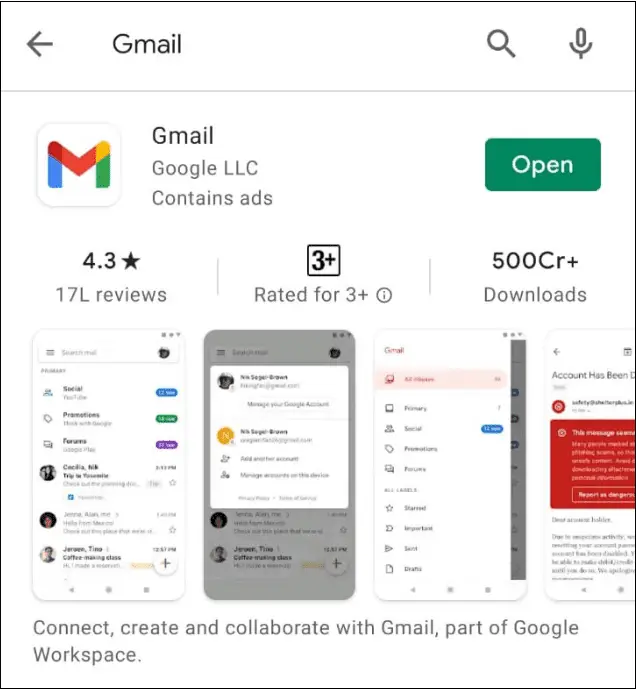 Update Gmail app