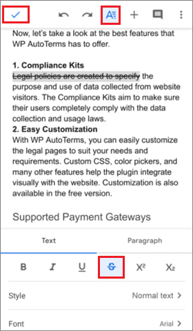 Tap on the tick mark in the top left corner to save the changes